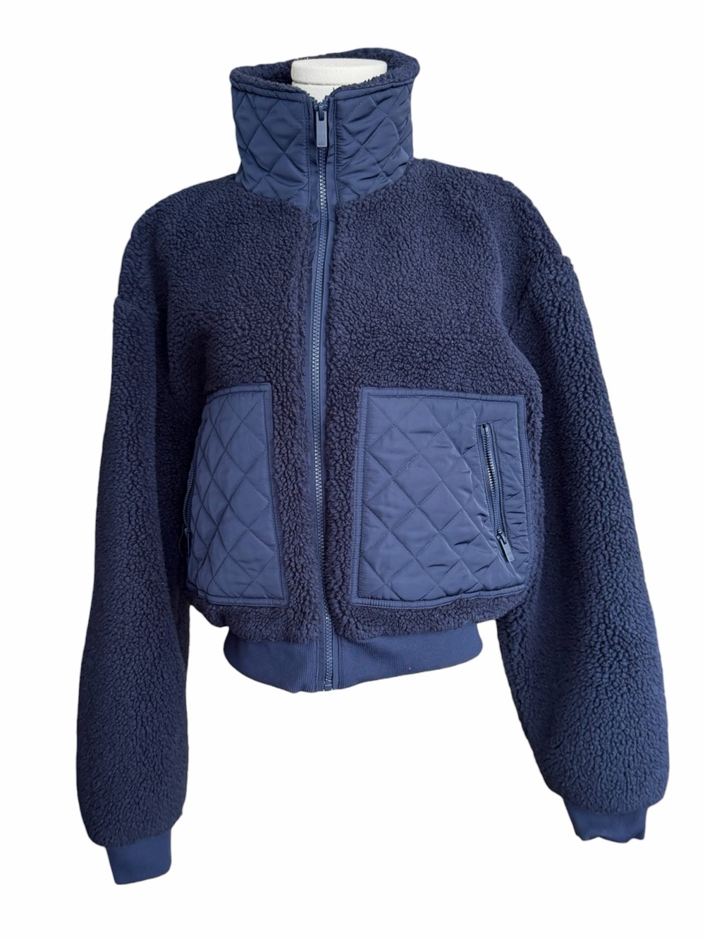 A Alo Yoga Sherpa Edge Bomber jacket in navy